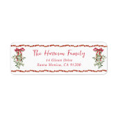 Étiquette Aquarelle de Noël Rouge Bow (Devant)