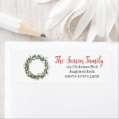 Étiquette Aquarelle de Noël Wreath (En situation)