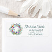 Étiquette Aquarelle de Noël Wreath (En situation)