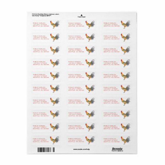 Étiquette Aquarelle de poulet CUSTOM (Feuille entière)