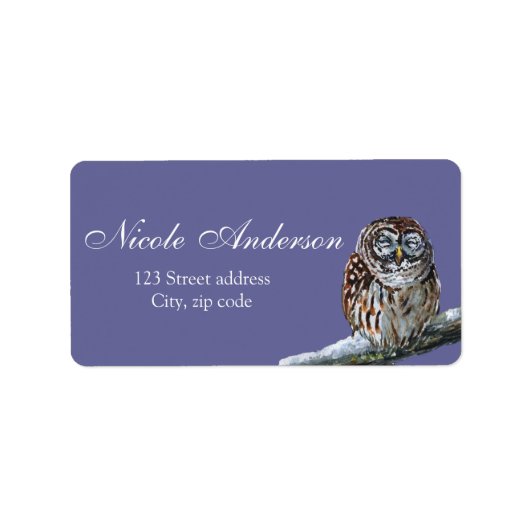Étiquette Aquarelle de Tawny Owl (Devant)