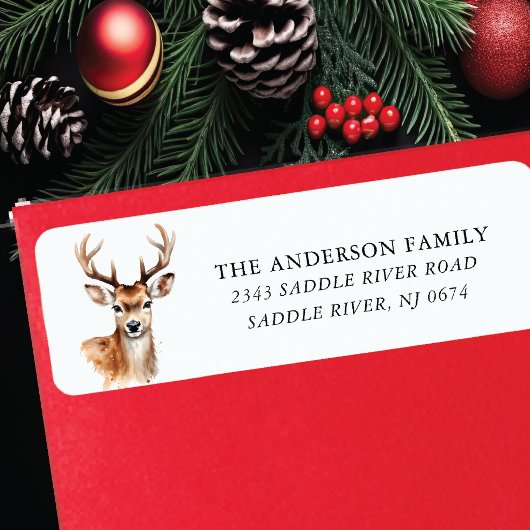 Étiquette Aquarelle Deer Adresse de retour