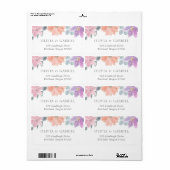 Étiquette Aquarelle délicate Fleurs Mariage expédition (Feuille entière)