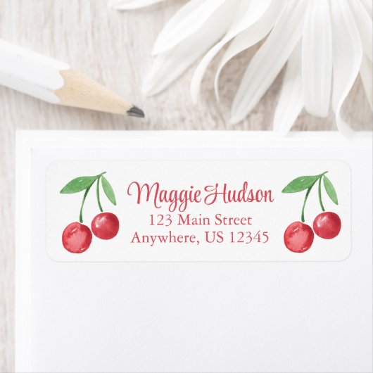 Étiquette Aquarelle des cerises du grand millénaire (En situation)