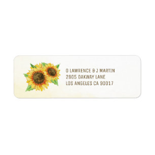 Étiquette Aquarelle des fleurs de soleil