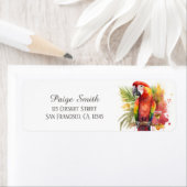 Étiquette Aquarelle d'été pour enfants Perroquet Adresse de  (En situation)