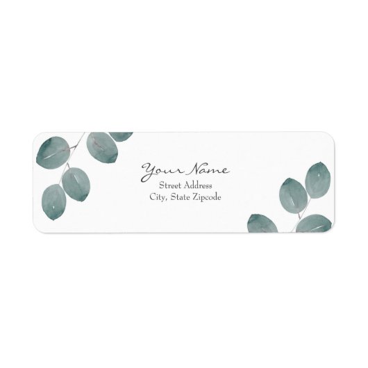 Étiquette Aquarelle Dollar d'argent Feuilles Eucalyptus (Devant)