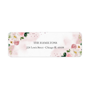 Étiquette Aquarelle douce 16 Rose or bleu Aquarelle Floral