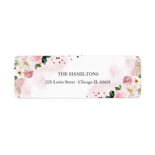 Étiquette Aquarelle douce 16 Rose or bleu Aquarelle Floral (Devant)