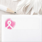 Étiquette Aquarelle du ruban de sensibilisation au cancer du (En situation)