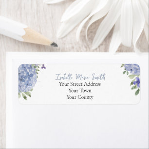 Étiquette Aquarelle Dusty Blue Hydrangea Fleurs Mariage
