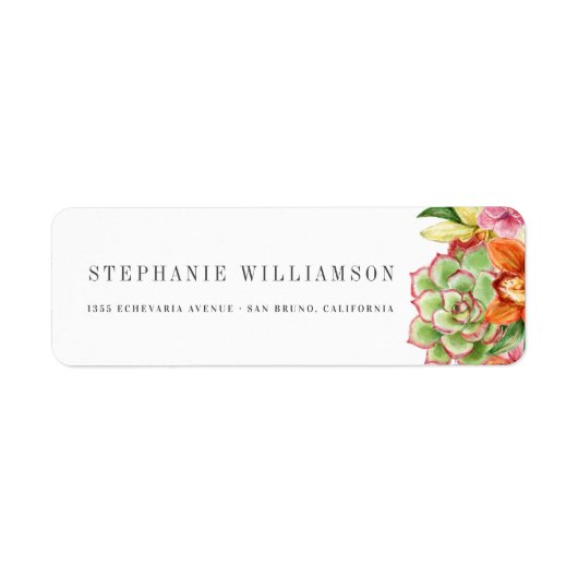 Étiquette Aquarelle élégante Succulents Mariage moderne (Devant)