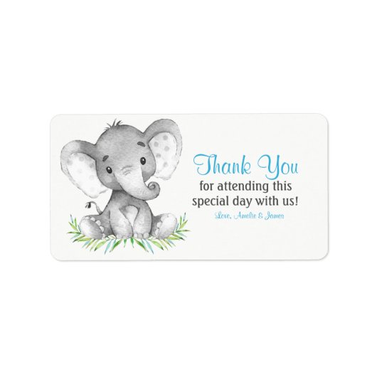 Étiquette Aquarelle Elephant Boy Merci (Devant)