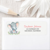 Étiquette Aquarelle Eléphante fille (En situation)