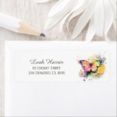 Étiquette Aquarelle estivale pour enfants Papillon orange tr (En situation)