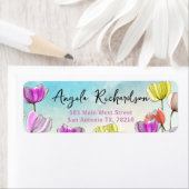Étiquette Aquarelle et encre Tulipes artistiques Adresse de (En situation)