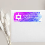 Étiquette Aquarelle étoile de David Bat mitzvah Retour<br><div class="desc">Envoyez vos invitations Bat mitzvah,  cartes d'enveloppe rsvp et cartes de remerciement avec ces autocollants étiquettes de retour bleu,  violet et aquarelle. Modèles modifiables pour que vous puissiez modifier la police et la taille.</div>