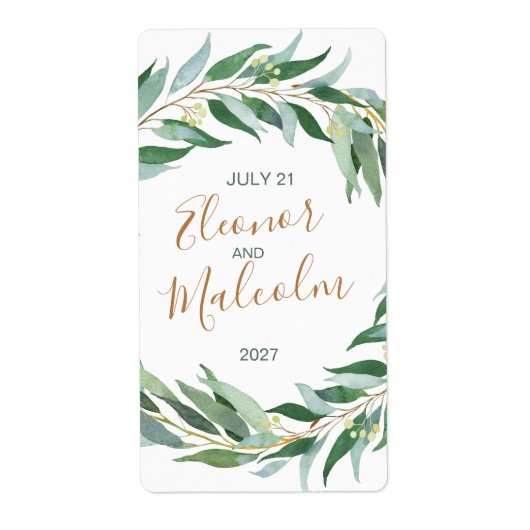 Étiquette Aquarelle eucalyptus feuilles (Devant)