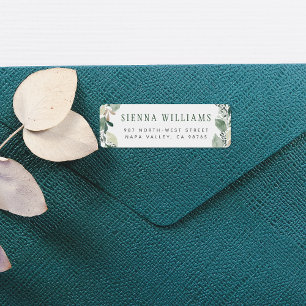 Étiquette Aquarelle Eucalyptus Feuilles Vert Adresse de reto