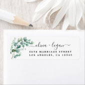 Étiquette Aquarelle Eucalyptus Mariage Adresse de retour (En situation)