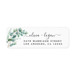 Étiquette Aquarelle Eucalyptus Mariage Adresse de retour