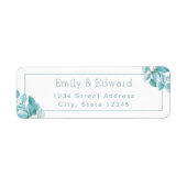 Étiquette Aquarelle Eucalyptus Mariage Adresse de retour (Devant)