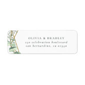 Étiquette Aquarelle Eucalyptus & Or Géométrique (Devant)