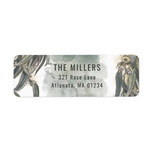 Étiquette Aquarelle Eucalyptus Verdure Feuille (Devant)