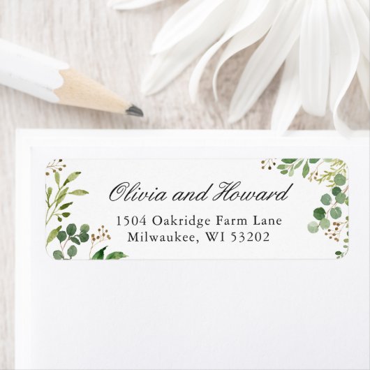 Étiquette Aquarelle Eucalyptus Verdure Feuilles de feuillage (En situation)