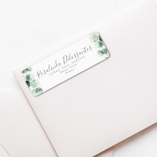 Étiquette Aquarelle Eucalyptus Verdure Gold Foliage