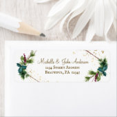 Étiquette Aquarelle Evergreens Gold Frame Noël (En situation)