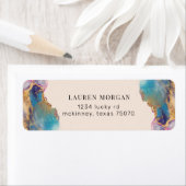 Étiquette aquarelle fausse feuille or Adresse de retour (En situation)