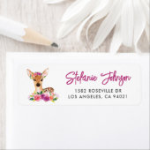 Étiquette Aquarelle Fawn Floral Adresse de retour Label I (En situation)