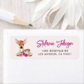 Étiquette Aquarelle Fawn Floral Adresse de retour Label II (En situation)