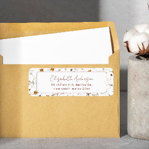 Étiquette Aquarelle Fête de Mariage Fleurs Sauvages d'Automn