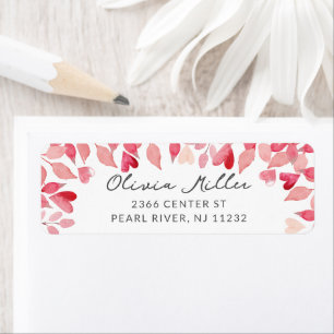 Étiquette Aquarelle Fête des mariées de coeur feuillu