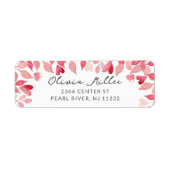 Étiquette Aquarelle Fête des mariées de coeur feuillu (Devant)