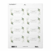 Étiquette Aquarelle feuillage, métal or étherial moderne (Feuille entière)