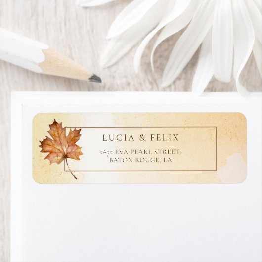 Étiquette Aquarelle Feuille d'érable d'automne Adresse de re (En situation)