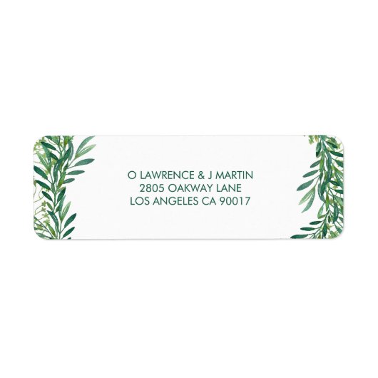 Étiquette Aquarelle Feuille verte (Devant)