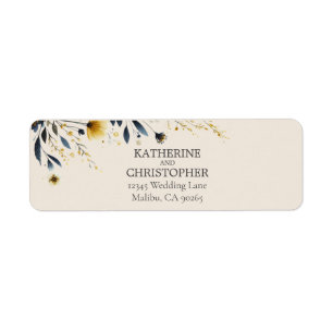 Étiquette Aquarelle Fleur sauvage Élégante Mariage beige ret