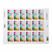 Étiquette Aquarelle fleurs colorées (Feuille entière)