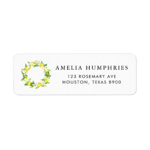 Étiquette Aquarelle Fleurs de citron Mariage d'été