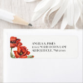 Étiquette Aquarelle Fleurs de pavot rouge (En situation)