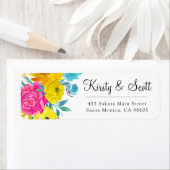 Étiquette Aquarelle Fleurs d'été brillantes Adresse Mariage (En situation)