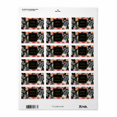 Étiquette Aquarelle fleurs or noir adresse de retour (Feuille entière)