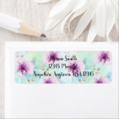 Étiquette Aquarelle Fleurs pourpres (En situation)