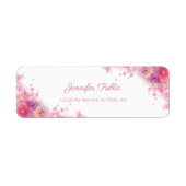 Étiquette Aquarelle Fleurs Roses Chic Script manuscrit (Devant)