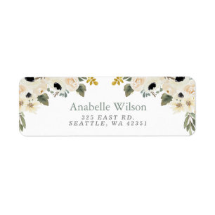 Étiquette Aquarelle Fleurs Sage Ivory Floral