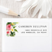 Étiquette Aquarelle Fleurs tropicales et verdure été (En situation)